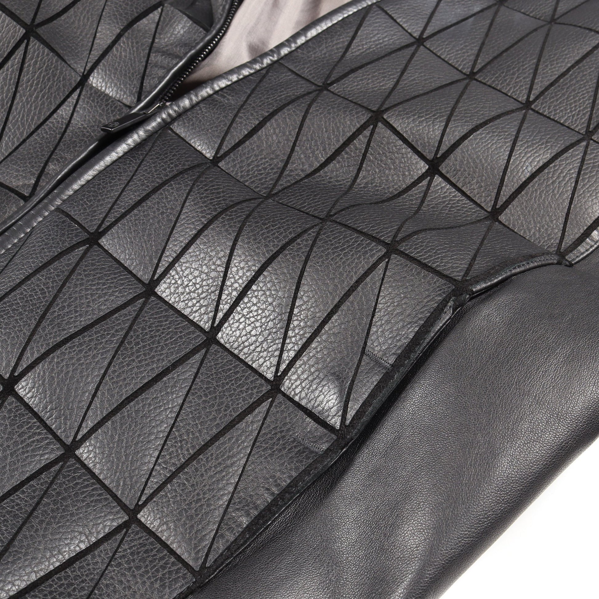 総柄 ジップアップ レザージャケット レザー ブラック ジョルジオアルマーニ アウター GIORGIO ARMANI