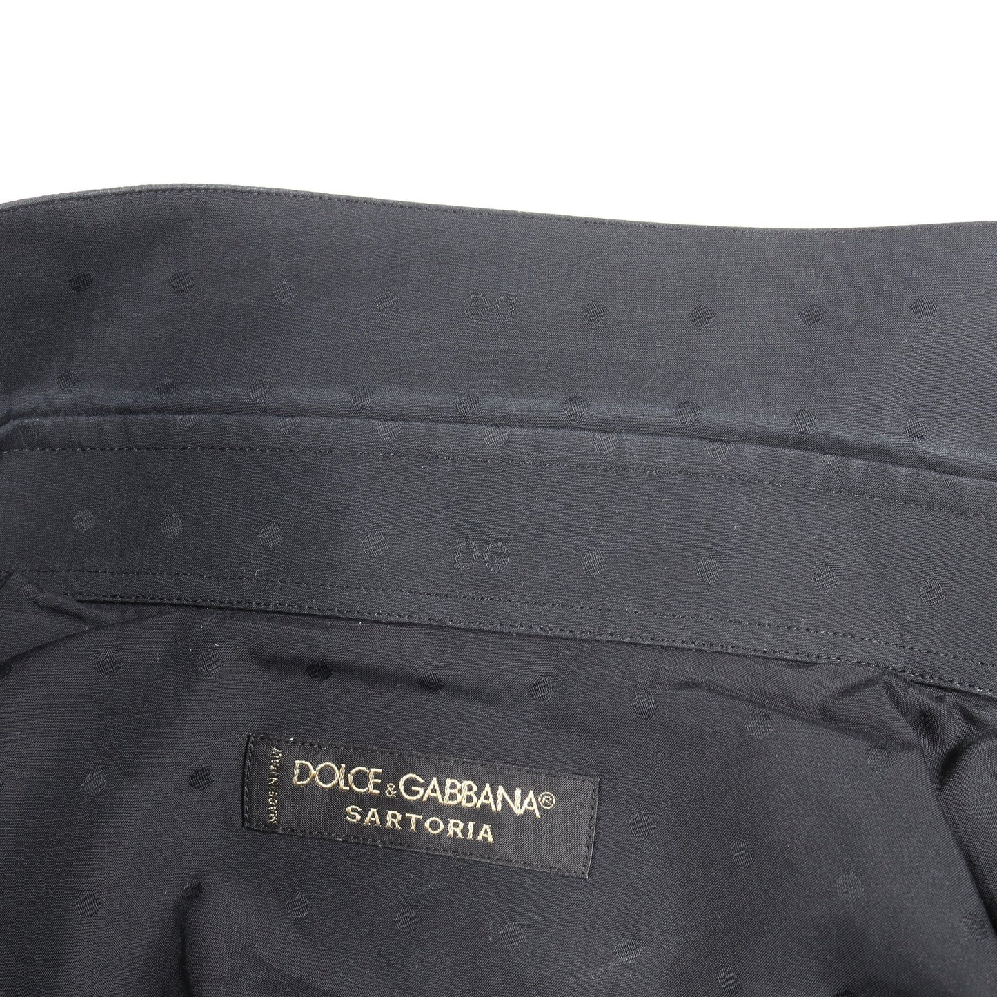 SARTORIA ドット 長袖 シャツ コットン ブラック ドルチェアンドガッバーナ