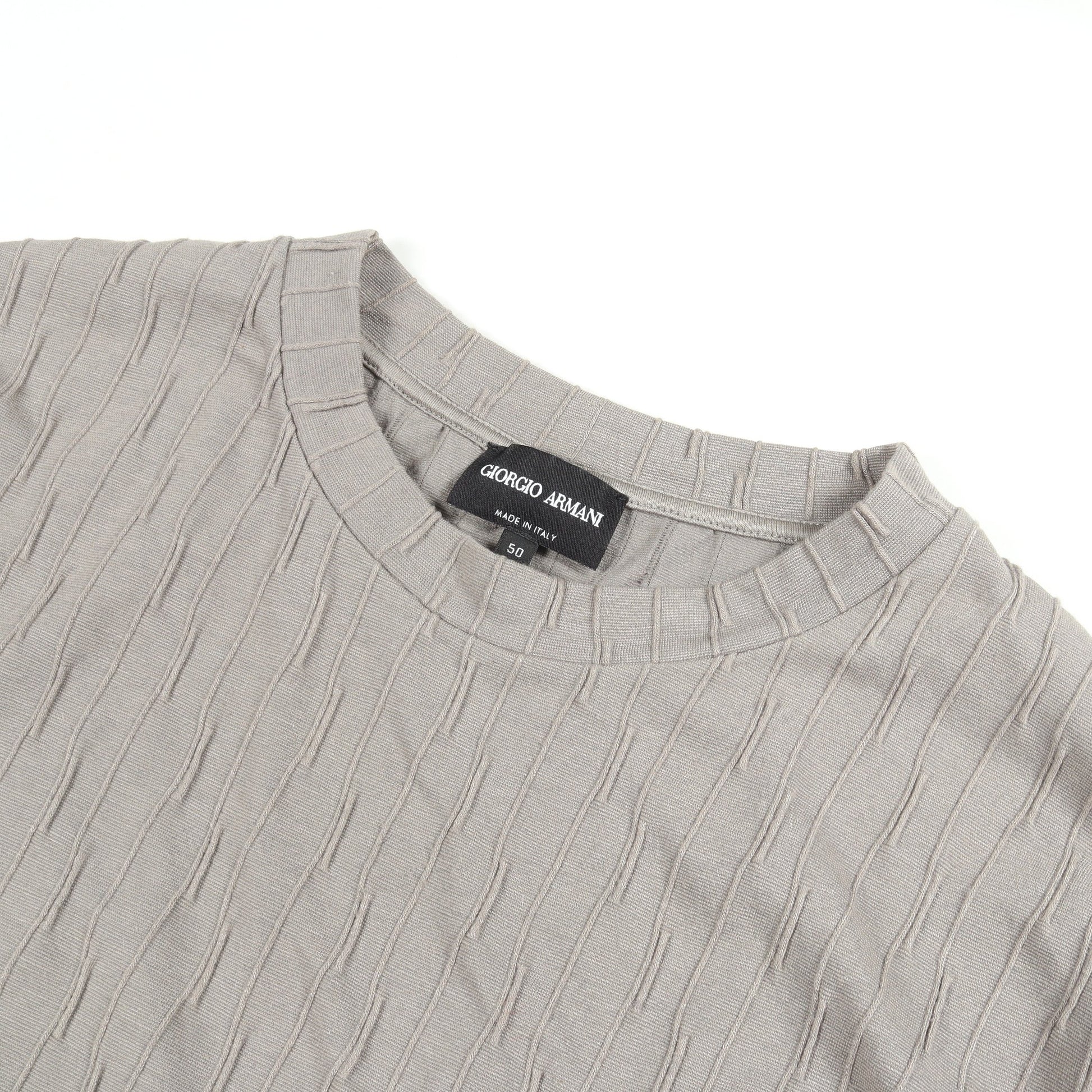 ストライプ 半袖Tシャツ ビスコース ナイロン グレー ジョルジオアルマーニ トップス GIORGIO ARMANI
