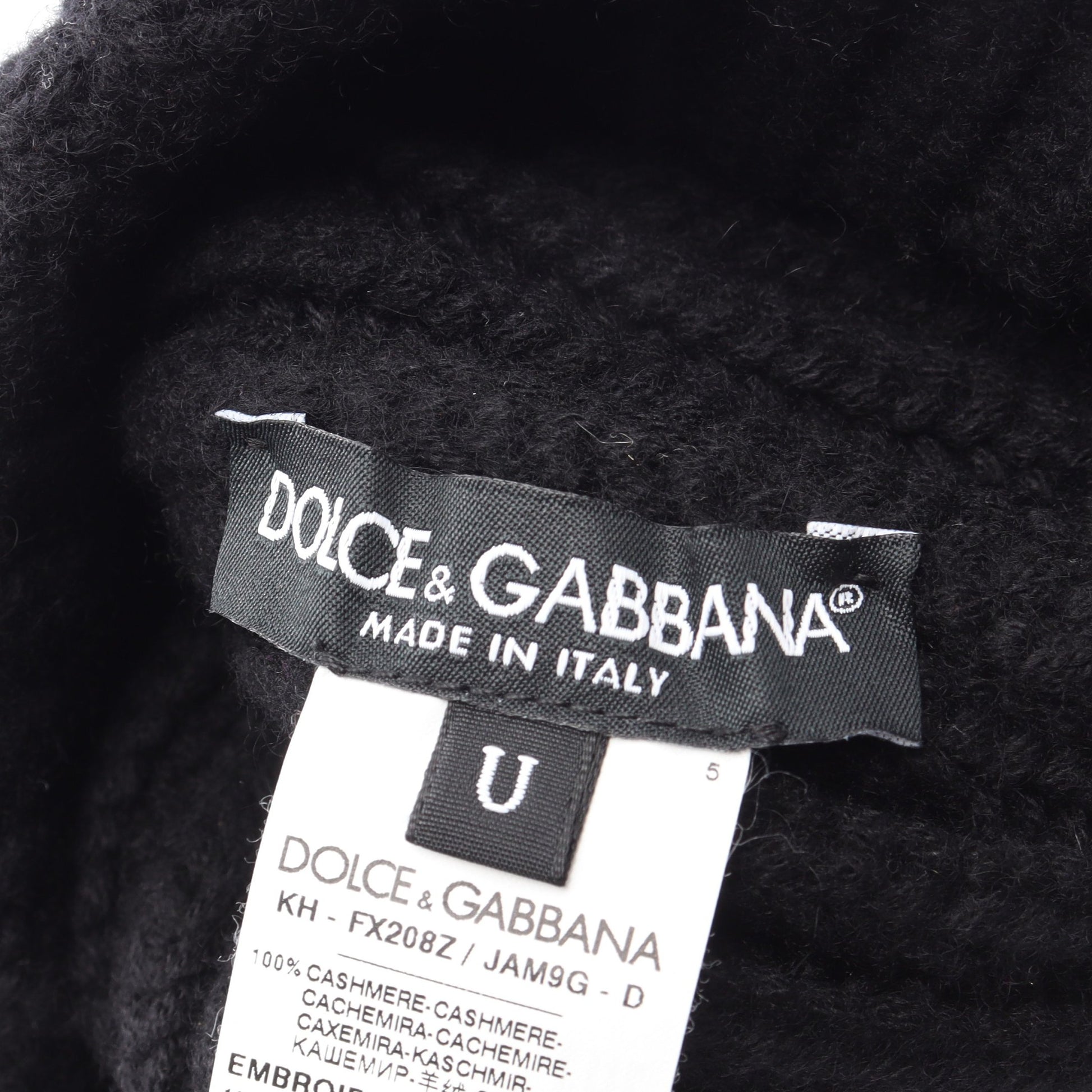 ロゴ ポンポン付き ビーニー カシミヤ ブラック グレー マルチカラー ドルチェアンドガッバーナ 財布・小物 DOLCE&GABBANA