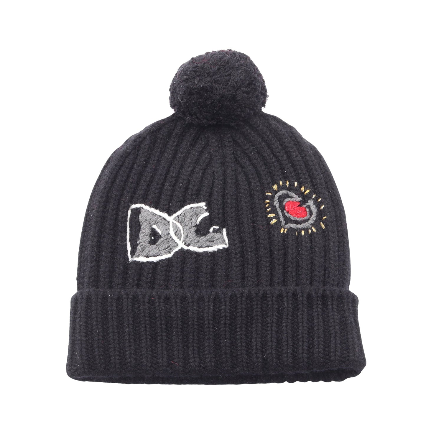 ロゴ ポンポン付き ビーニー カシミヤ ブラック グレー マルチカラー ドルチェアンドガッバーナ 財布・小物 DOLCE&GABBANA