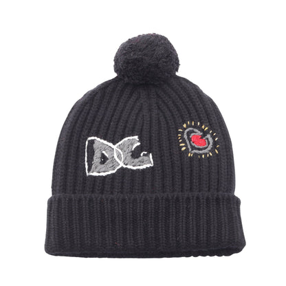 ロゴ ポンポン付き ビーニー カシミヤ ブラック グレー マルチカラー ドルチェアンドガッバーナ 財布・小物 DOLCE&GABBANA