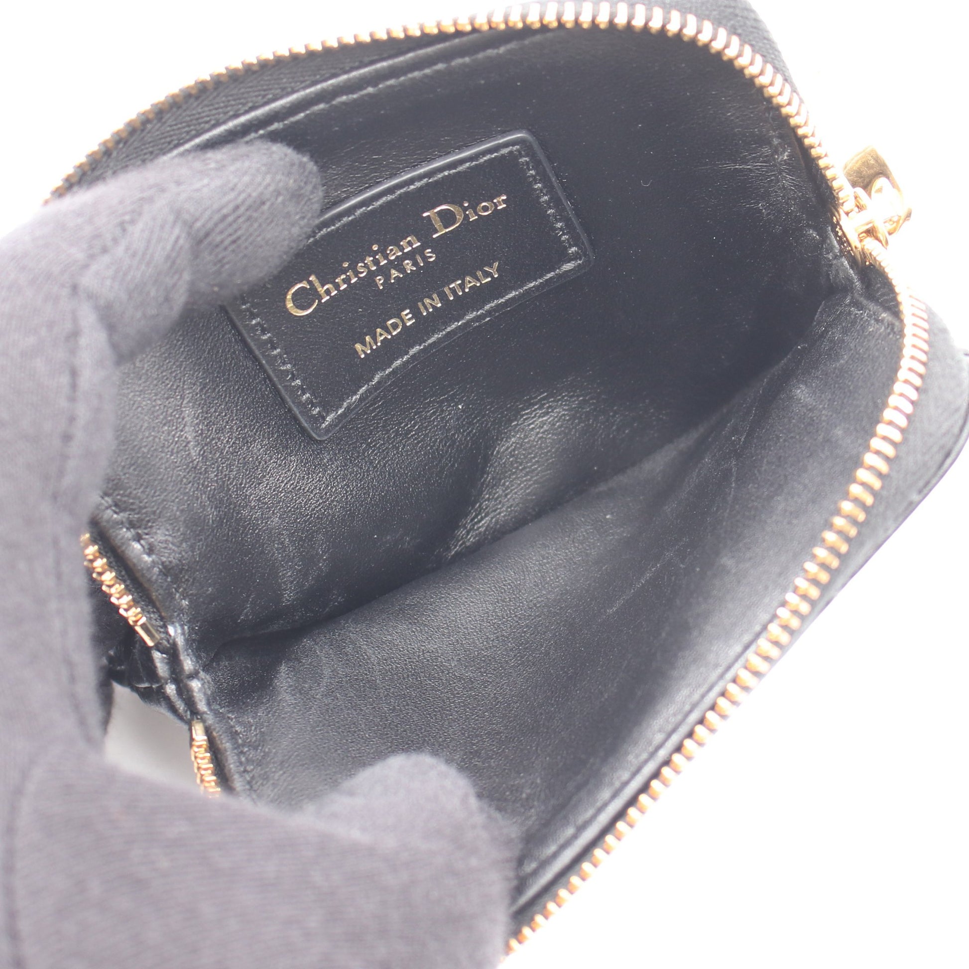 Caro Lavender ウォレット カナージュ コインケース レザー ブラック クリスチャンディオール 財布・小物 Christian Dior