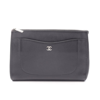 ココマーク クラッチバッグ レザー ブラック シルバー金具 シャネル バッグ CHANEL
