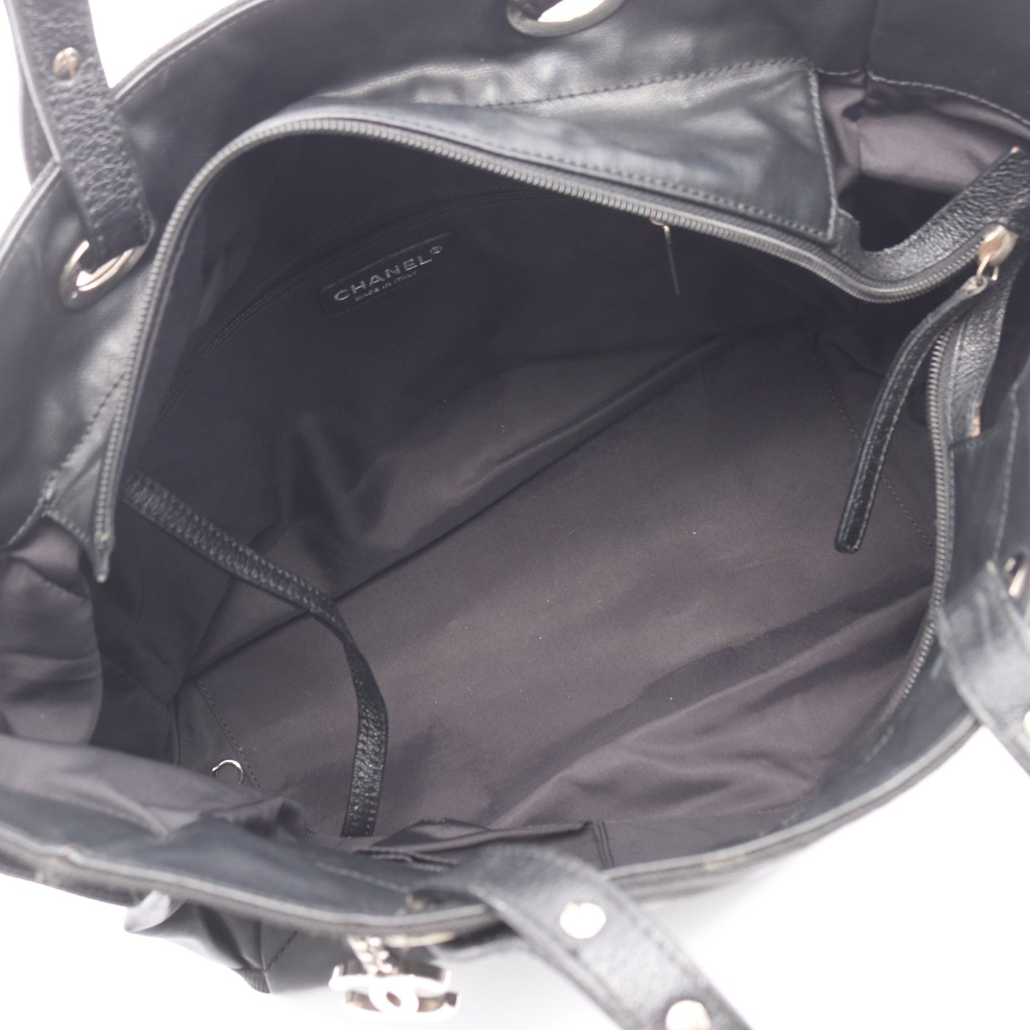 パリビアリッツGM ハンドバッグ トートバッグ コーティングキャンバス レザー ブラック シルバー金具 シャネル バッグ CHANEL