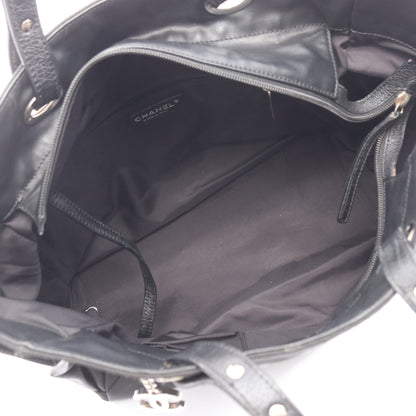 パリビアリッツGM ハンドバッグ トートバッグ コーティングキャンバス レザー ブラック シルバー金具 シャネル バッグ CHANEL