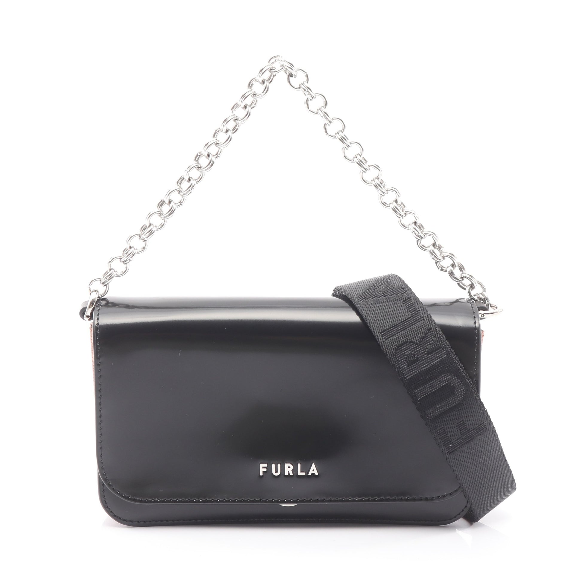 スプレンディダ 2WAY チェーンハンドバッグ レザー ブラック フルラ バッグ FURLA