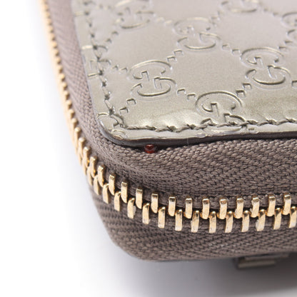 マイクログッチシマ ラウンドファスナー長財布 エナメルレザー カーキグリーン グッチ 財布・小物 GUCCI