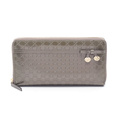 マイクログッチシマ ラウンドファスナー長財布 エナメルレザー カーキグリーン グッチ 財布・小物 GUCCI