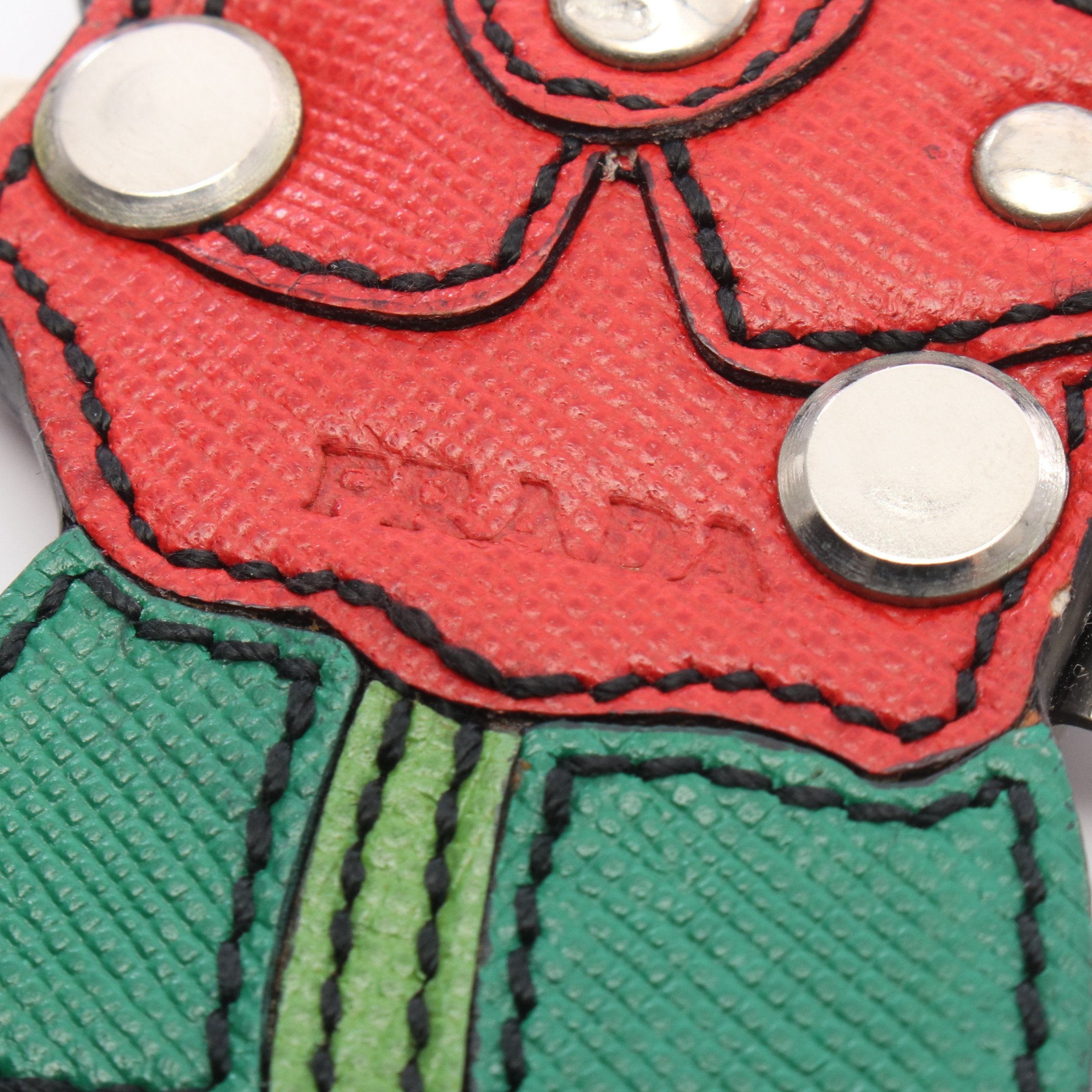 ローズ バッグチャーム キーホルダー レザー レッド グリーン イエロー