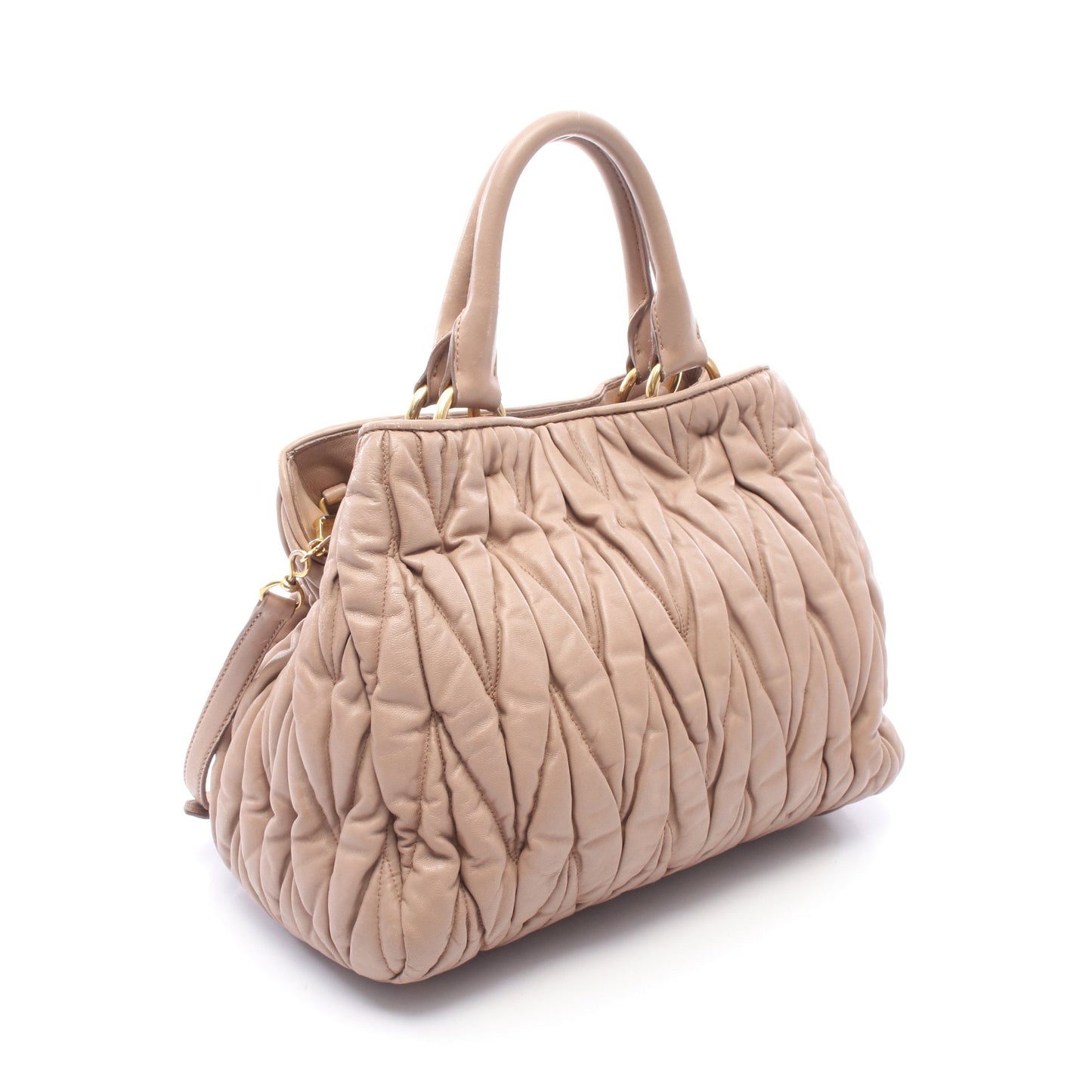 マテラッセ 2WAY ハンドバッグ レザー ピンクベージュ ミュウミュウ バッグ miu miu