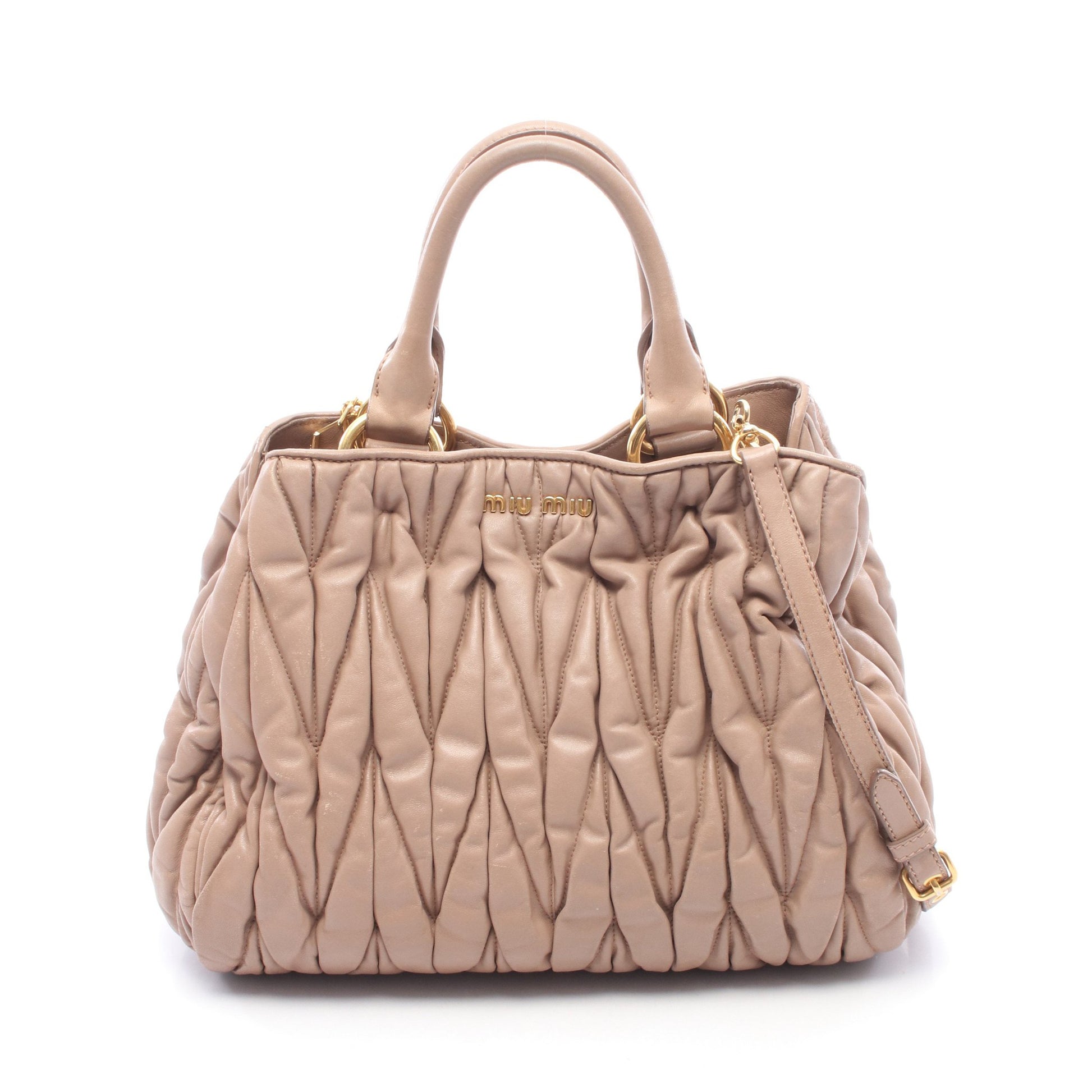 マテラッセ 2WAY ハンドバッグ レザー ピンクベージュ ミュウミュウ バッグ miu miu