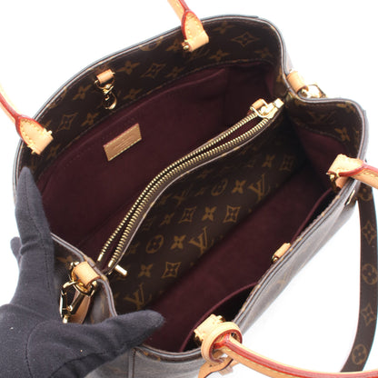 モンテーニュMM モノグラム 2WAY ハンドバッグ PVC レザー ブラウン ルイヴィトン バッグ LOUIS VUITTON