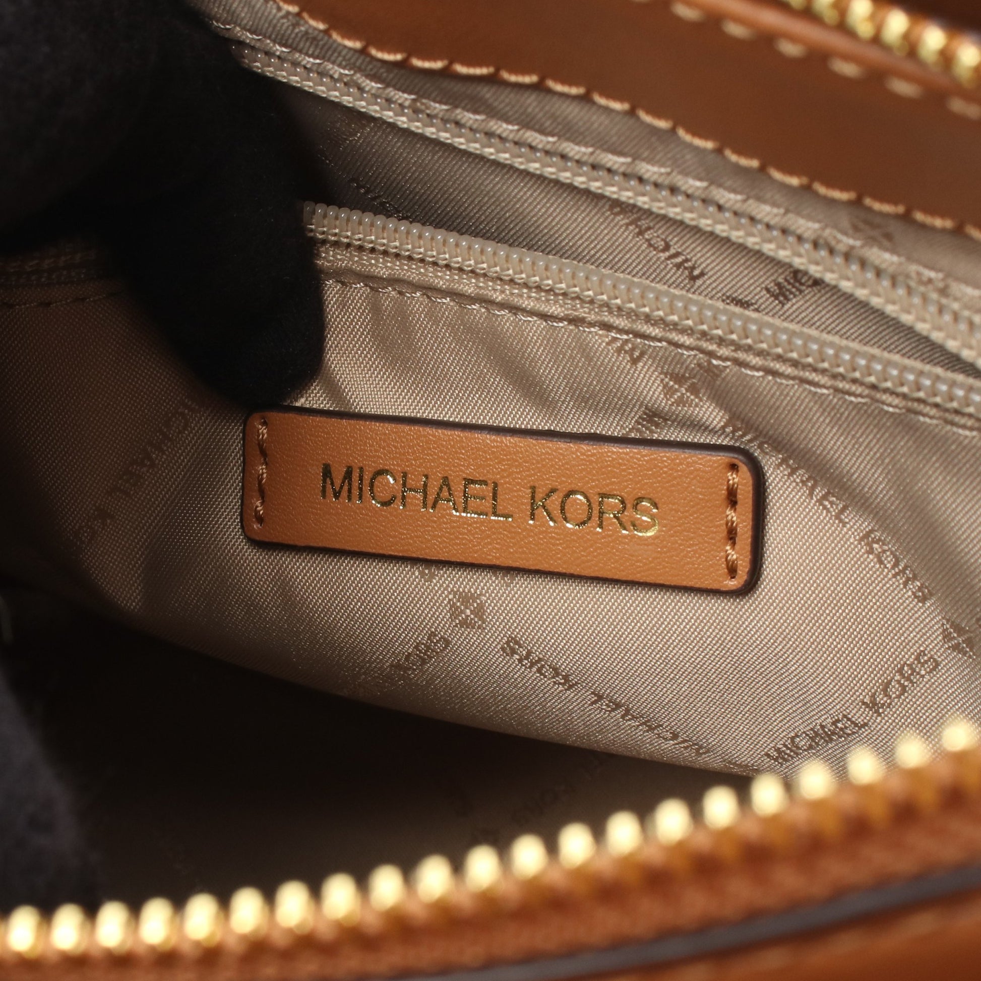 Emilia Small Satchel 2WAY ハンドバッグ ラフィア レザー ベージュ ブラウン マイケルコース バッグ MICHAEL KORS