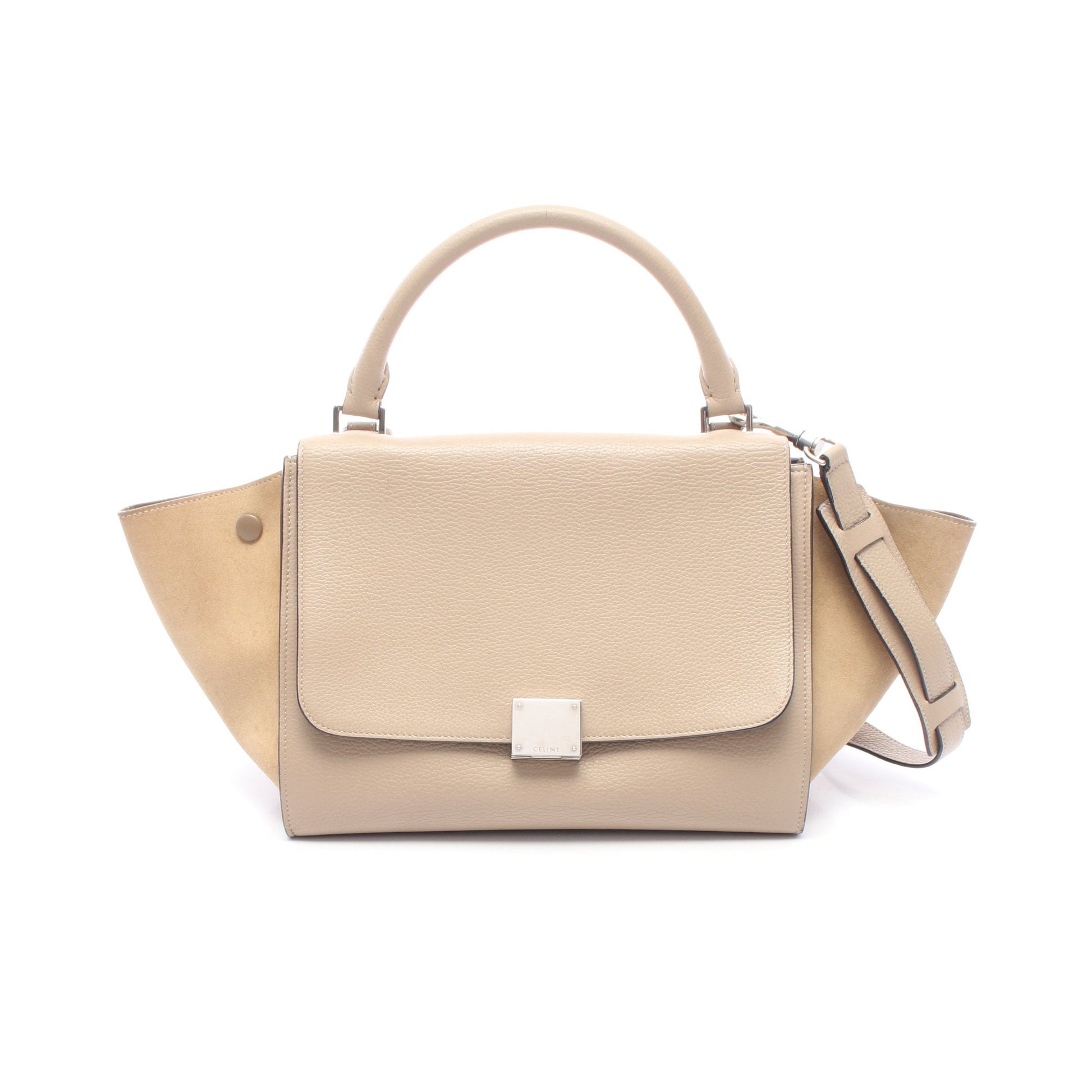 トラペーズ スモール 2WAY ハンドバッグ レザー スエード ベージュ ライトブラウン セリーヌ バッグ CELINE