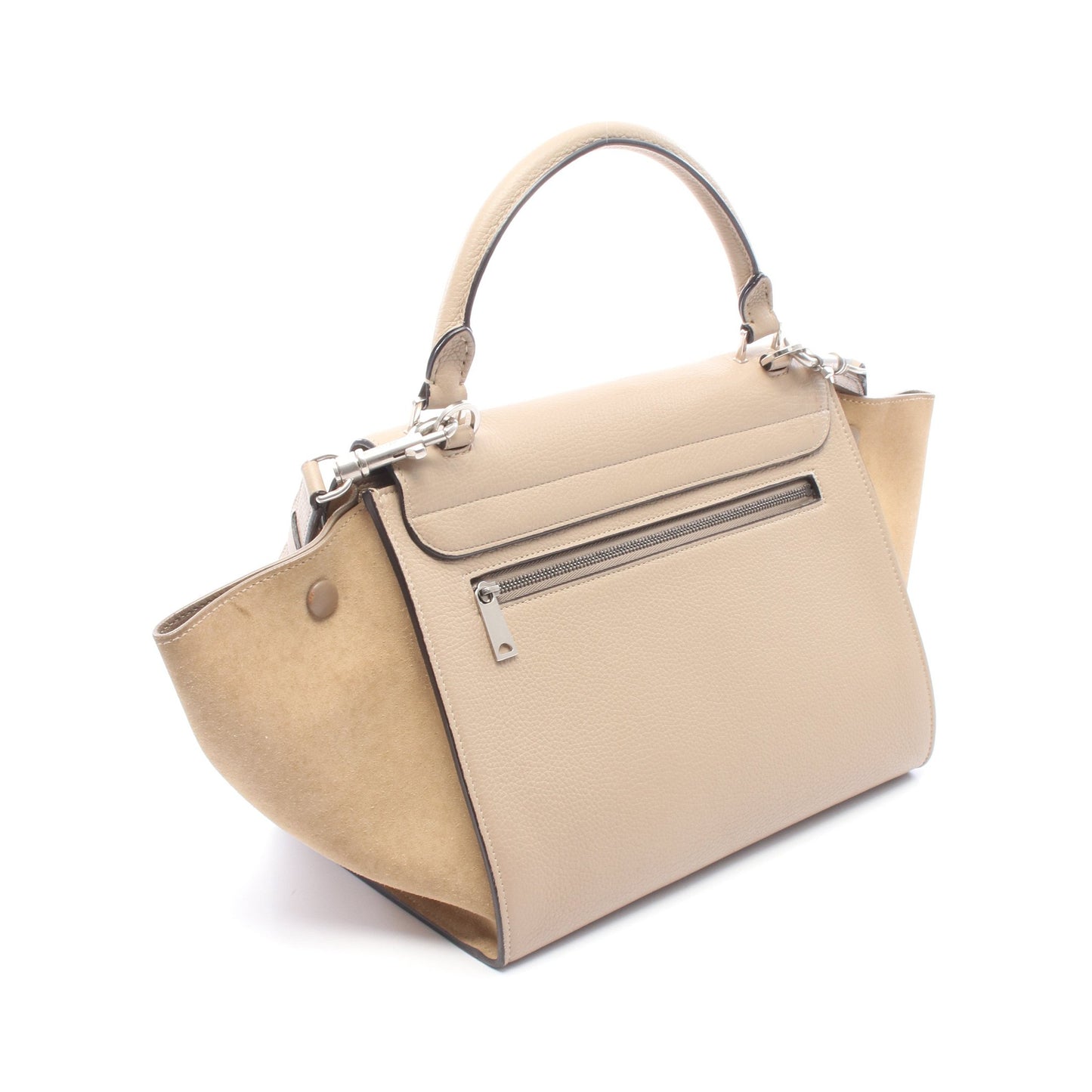 トラペーズ スモール 2WAY ハンドバッグ レザー スエード ベージュ ライトブラウン セリーヌ バッグ CELINE