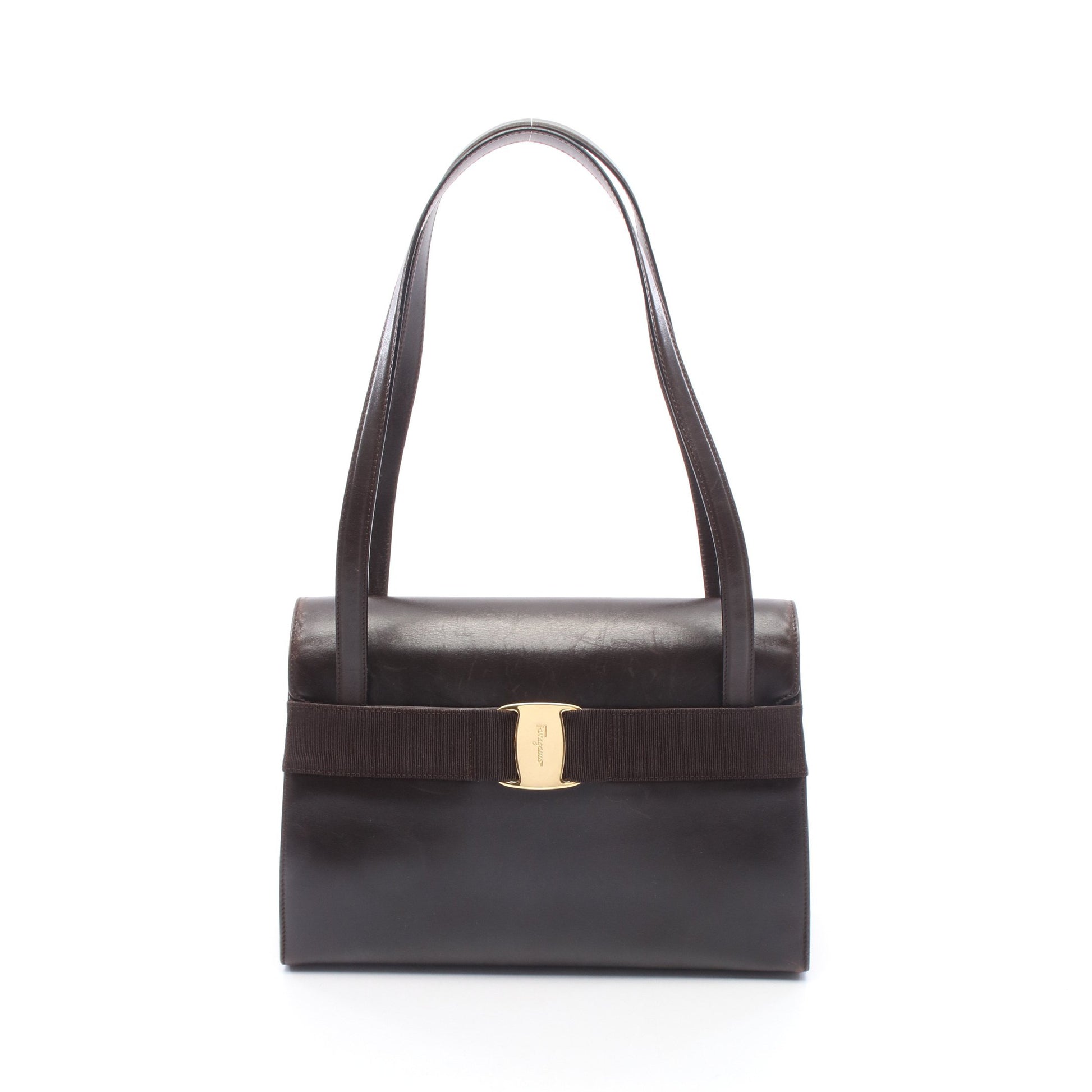 ヴァラリボン ショルダーバッグ レザー ダークブラウン サルヴァトーレフェラガモ バッグ Salvatore Ferragamo