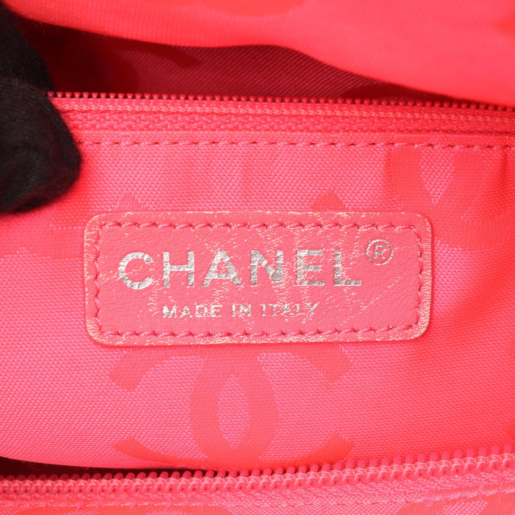 カンボンライン ラージ ショルダーバッグ トートバッグ レザー エナメルレザー ブラック シルバー金具 シャネル バッグ CHANEL