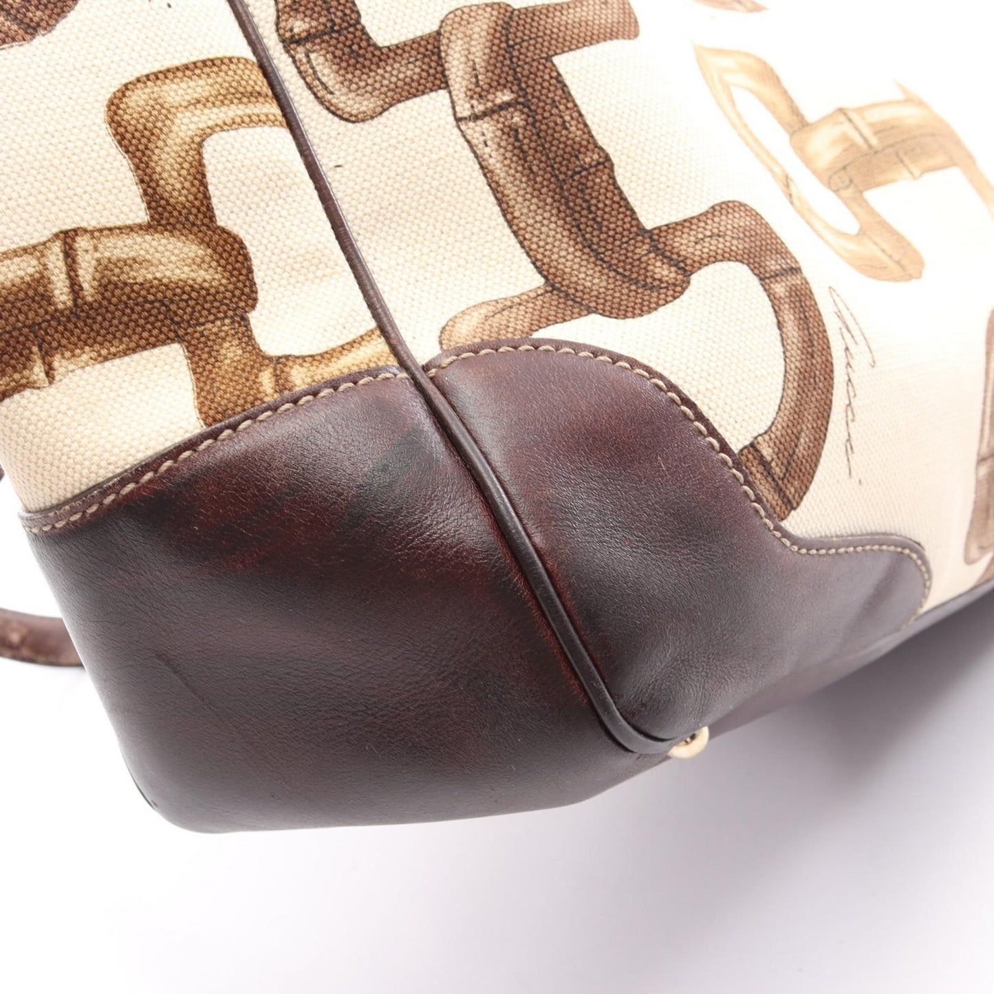 バンブーホースビット ハンドバッグ トートバッグ キャンバス レザー アイボリー マルチカラー グッチ バッグ GUCCI