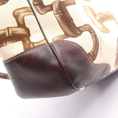 バンブーホースビット ハンドバッグ トートバッグ キャンバス レザー アイボリー マルチカラー グッチ バッグ GUCCI