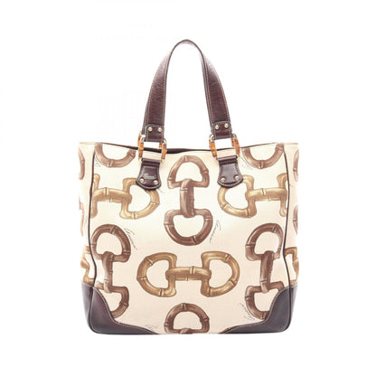 バンブーホースビット ハンドバッグ トートバッグ キャンバス レザー アイボリー マルチカラー グッチ バッグ GUCCI