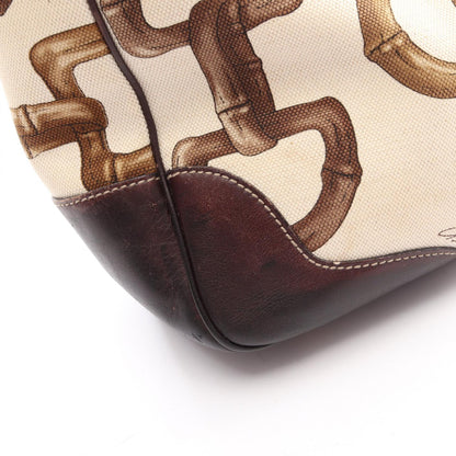 バンブーホースビット ハンドバッグ トートバッグ キャンバス レザー アイボリー マルチカラー グッチ バッグ GUCCI