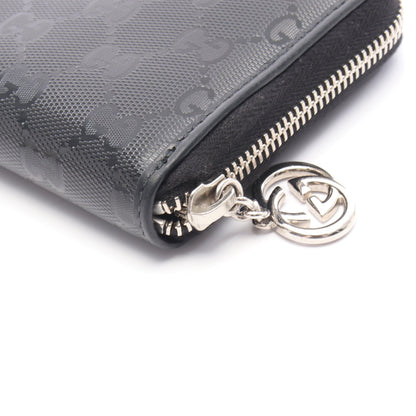 GGインプリメ ラウンドファスナー長財布 コーティングキャンバス レザー ブラック グッチ 財布・小物 GUCCI