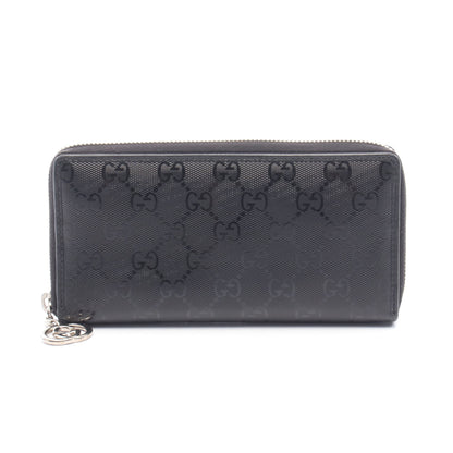 GGインプリメ ラウンドファスナー長財布 コーティングキャンバス レザー ブラック グッチ 財布・小物 GUCCI