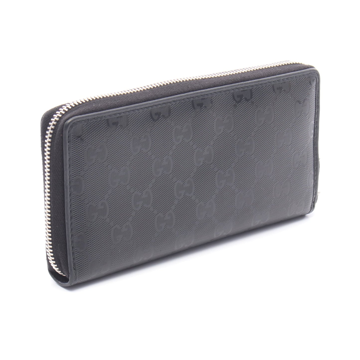 GGインプリメ ラウンドファスナー長財布 コーティングキャンバス レザー ブラック グッチ 財布・小物 GUCCI