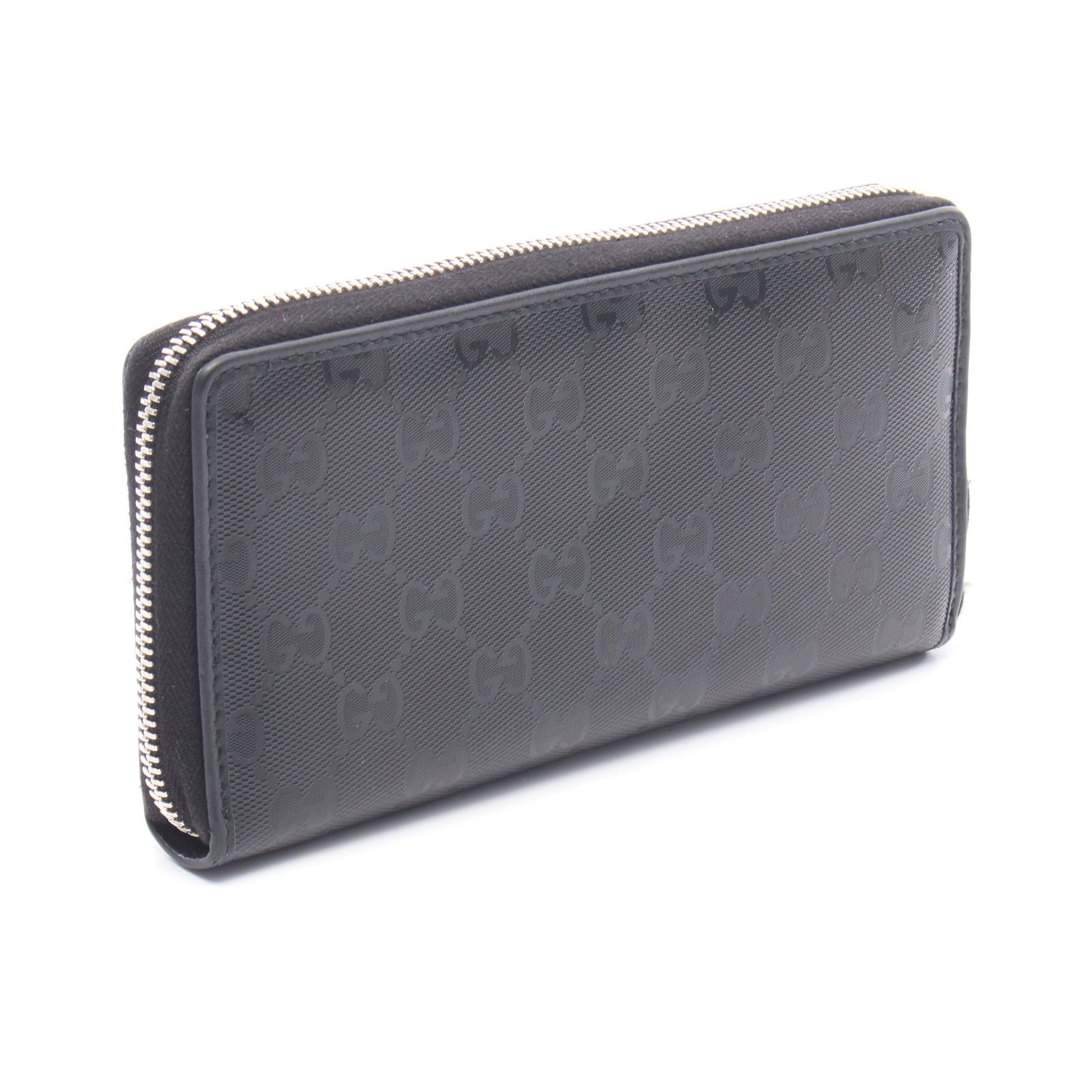 GGインプリメ ラウンドファスナー長財布 コーティングキャンバス レザー ブラック グッチ 財布・小物 GUCCI