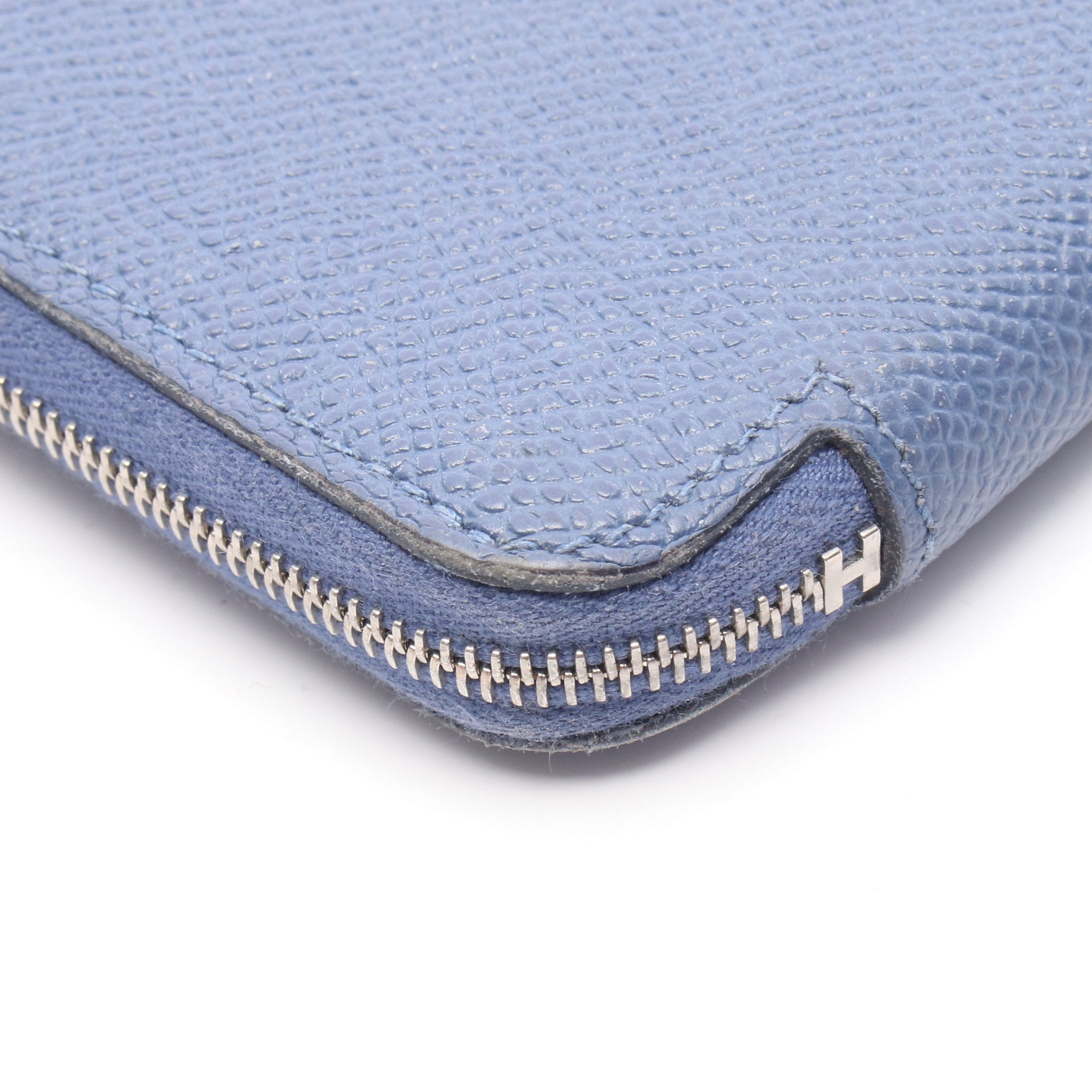 HERMES エルメス アザップロング シルクイン ラウンドファスナー 長財布 ヴォーエプソン レザー ライトブルー系 シルバー金具 T刻印 HERMES - HERMES エルメス アザップロング シルクイン ラウンド