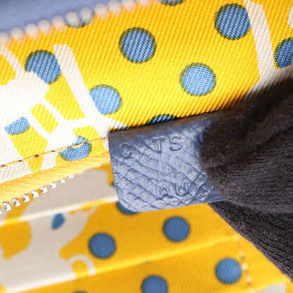アザップロング シルクイン ディープブルー ラウンドファスナー長財布 ヴォーエプソン ブルー シルバー金具 C刻印 エルメス 財布・小物 HERMES