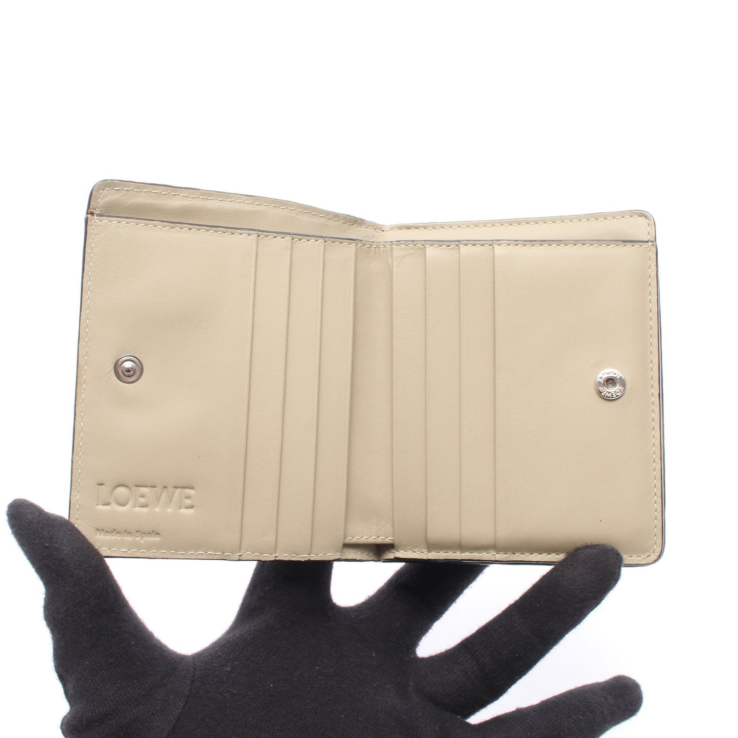 リピート アナグラム コンパクト ジップ ウォレット 二つ折り財布 レザー ライトベージュ ロエベ 財布・小物 LOEWE