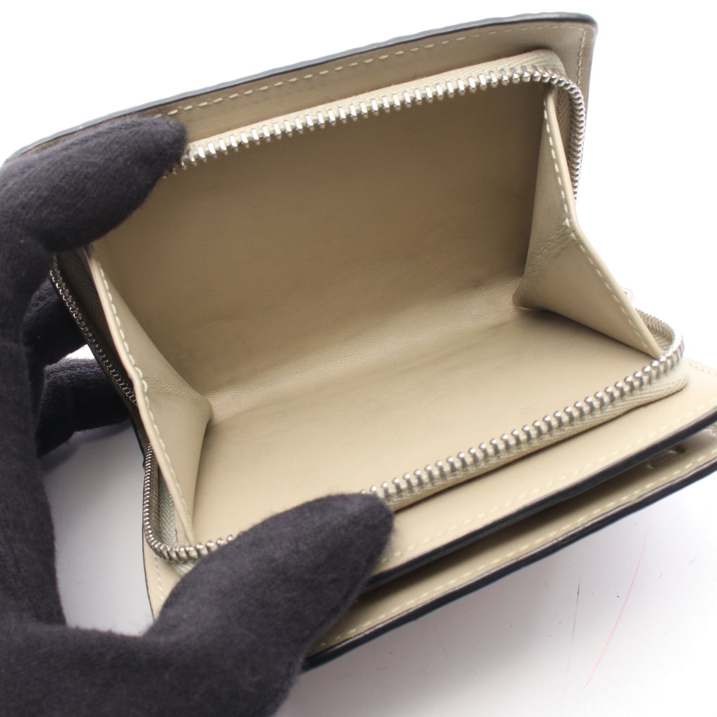 リピート アナグラム コンパクト ジップ ウォレット 二つ折り財布 レザー ライトベージュ ロエベ 財布・小物 LOEWE