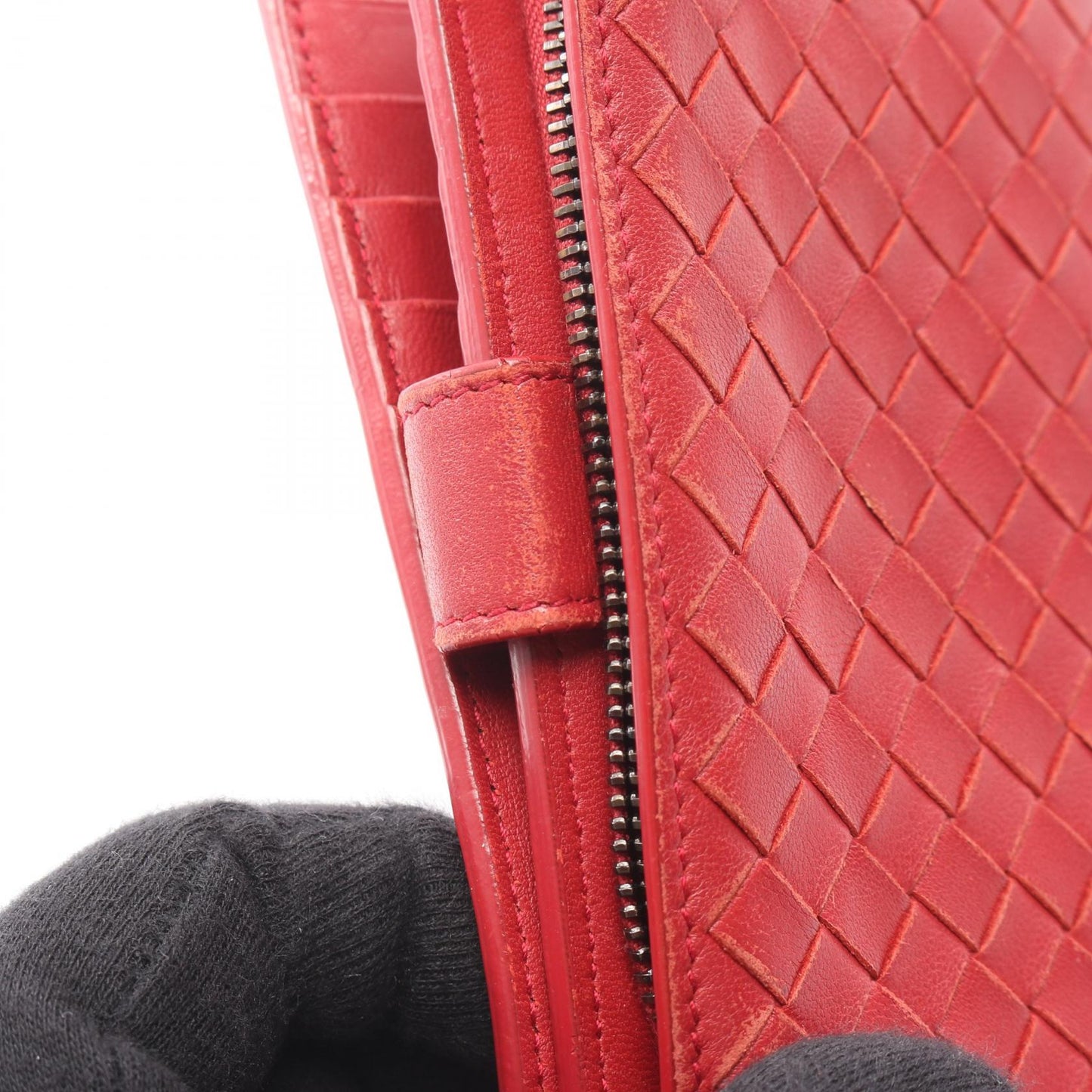 イントレチャート 二つ折り財布 レザー レッド ボッテガヴェネタ 財布・小物 BOTTEGA VENETA