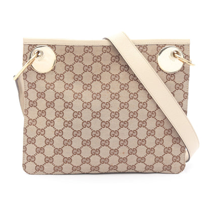 GGキャンバス ショルダーバッグ キャンバス レザー ベージュ ブラウン グッチ バッグ GUCCI
