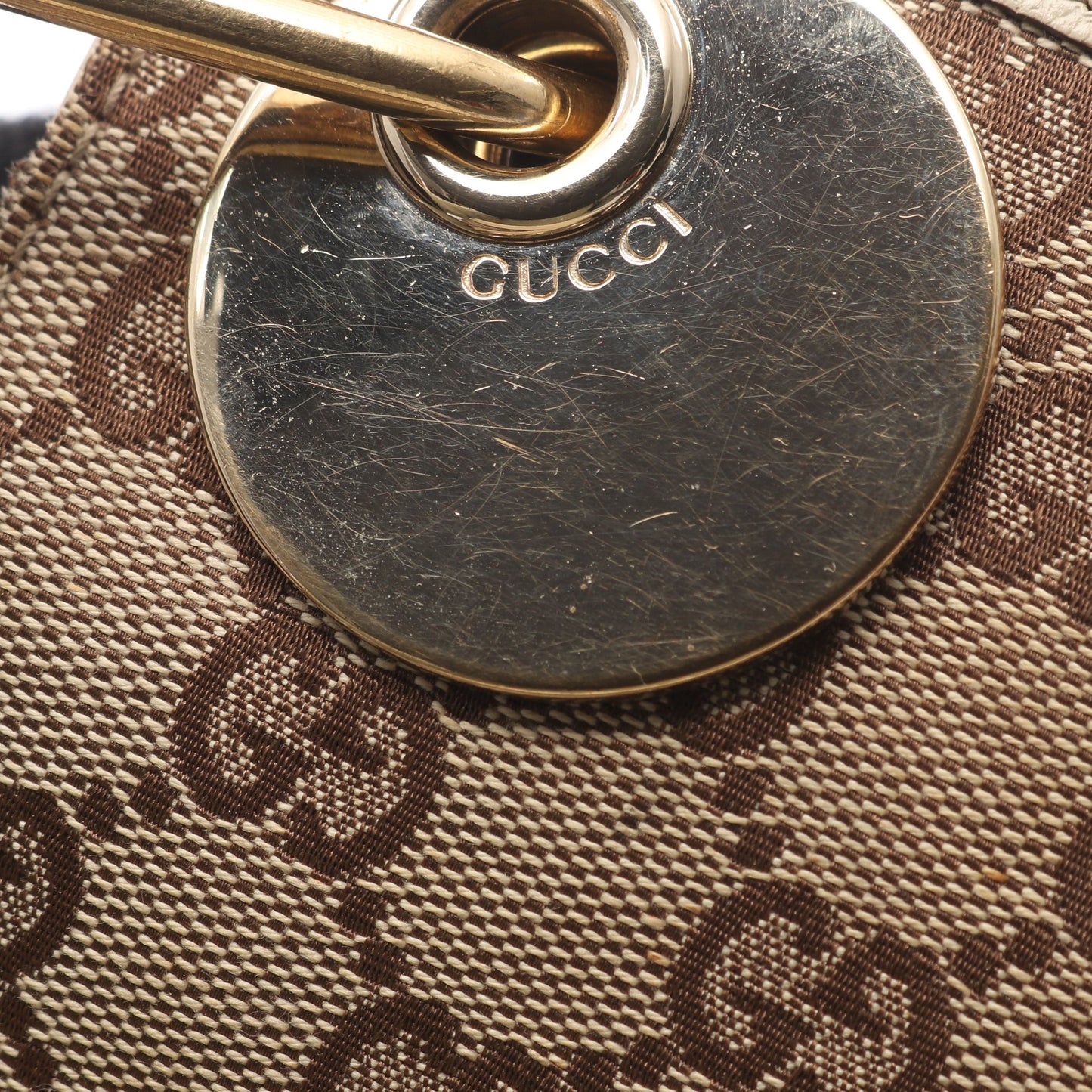GGキャンバス ショルダーバッグ キャンバス レザー ベージュ ブラウン グッチ バッグ GUCCI