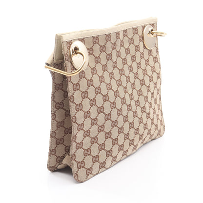GGキャンバス ショルダーバッグ キャンバス レザー ベージュ ブラウン グッチ バッグ GUCCI