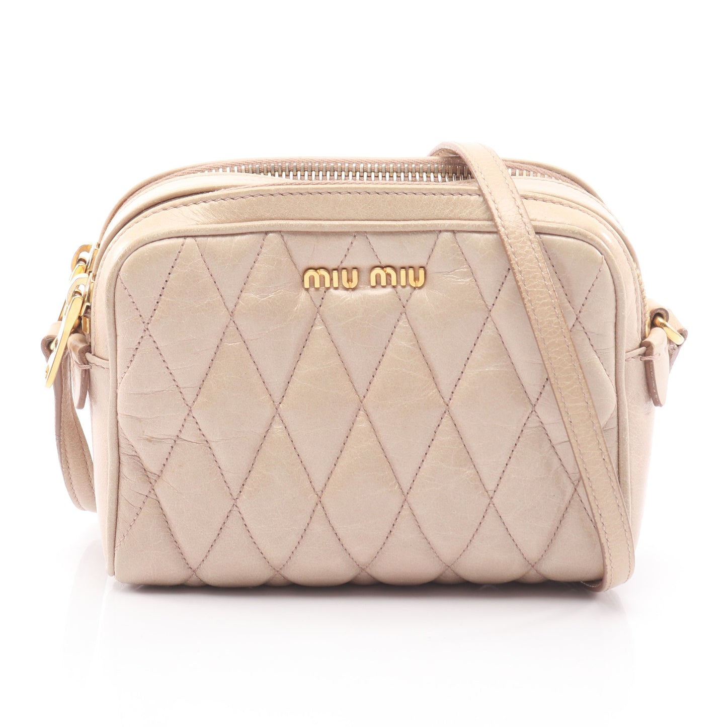 MATELASSE マテラッセ ショルダーバッグ レザー ライトベージュ ミュウミュウ バッグ miu miu