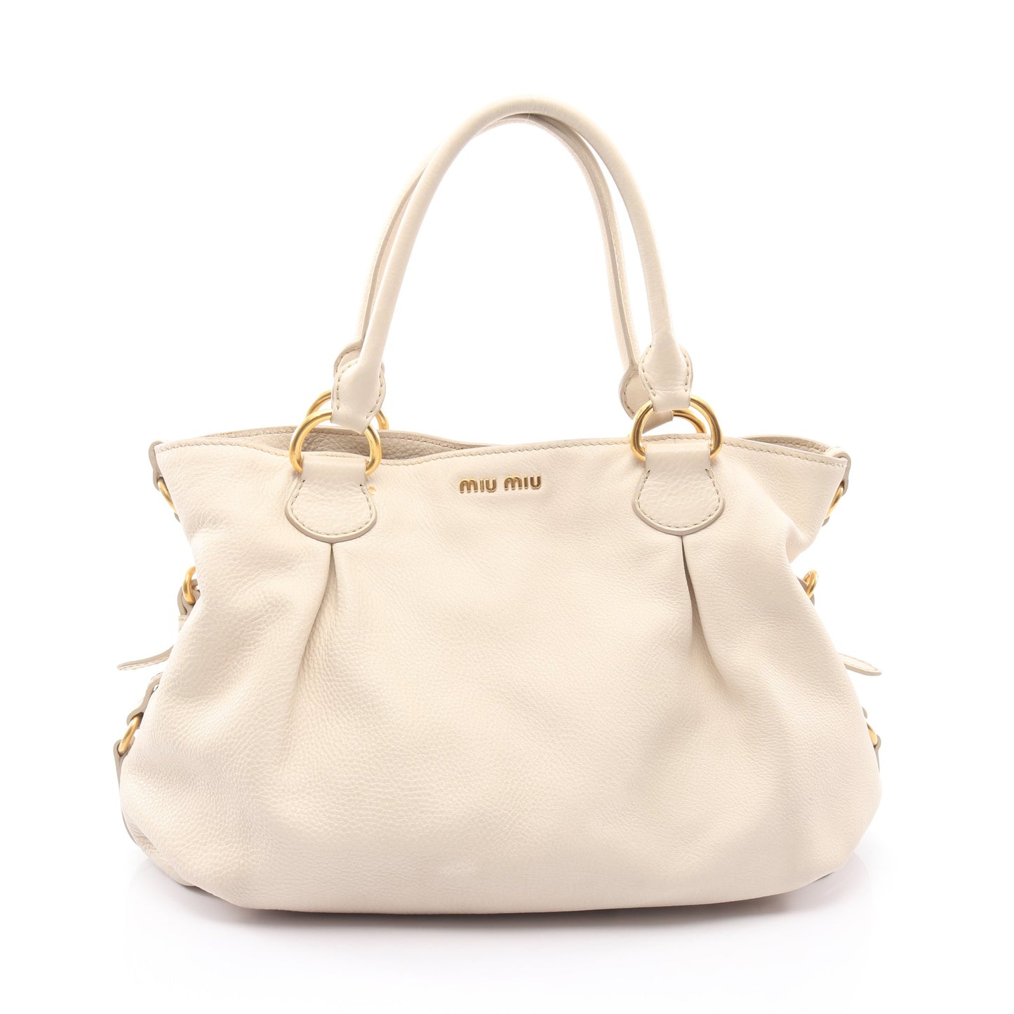 ハンドバッグ トートバッグ レザー アイボリー ミュウミュウ バッグ miu miu