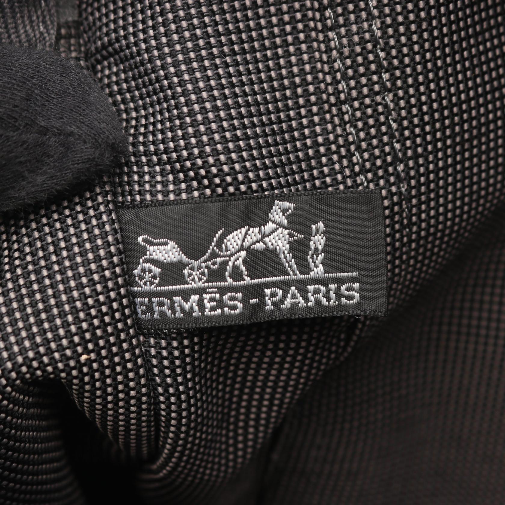 エールラインMM ハンドバッグ トートバッグ ナイロンキャンバス ダークグレー シルバー金具 エルメス バッグ HERMES