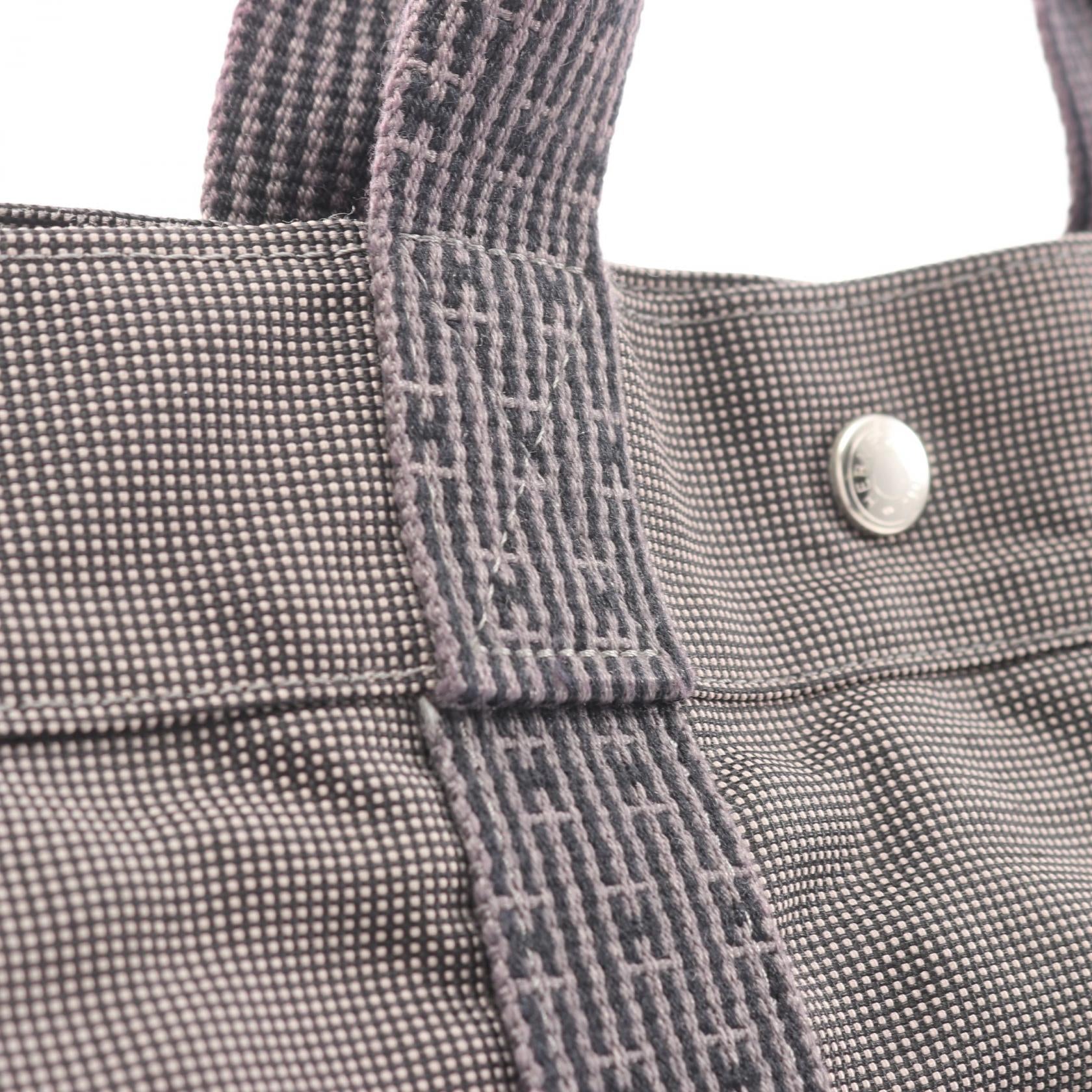 エールラインMM ハンドバッグ トートバッグ ナイロンキャンバス ダークグレー シルバー金具 エルメス バッグ HERMES