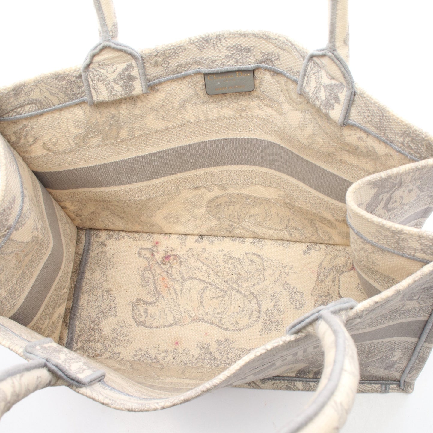 BOOK TOTE ブックトート ミディアム ハンドバッグ トートバッグ キャンバス グレー アイボリー クリスチャンディオール バッグ Christian Dior
