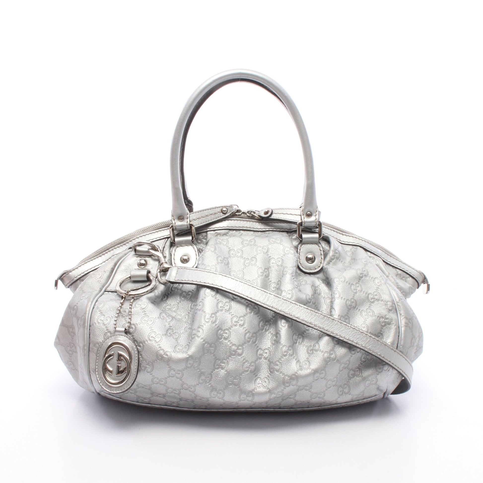 スーキー グッチシマ 2WAY ハンドバッグ レザー シルバー グッチ バッグ GUCCI