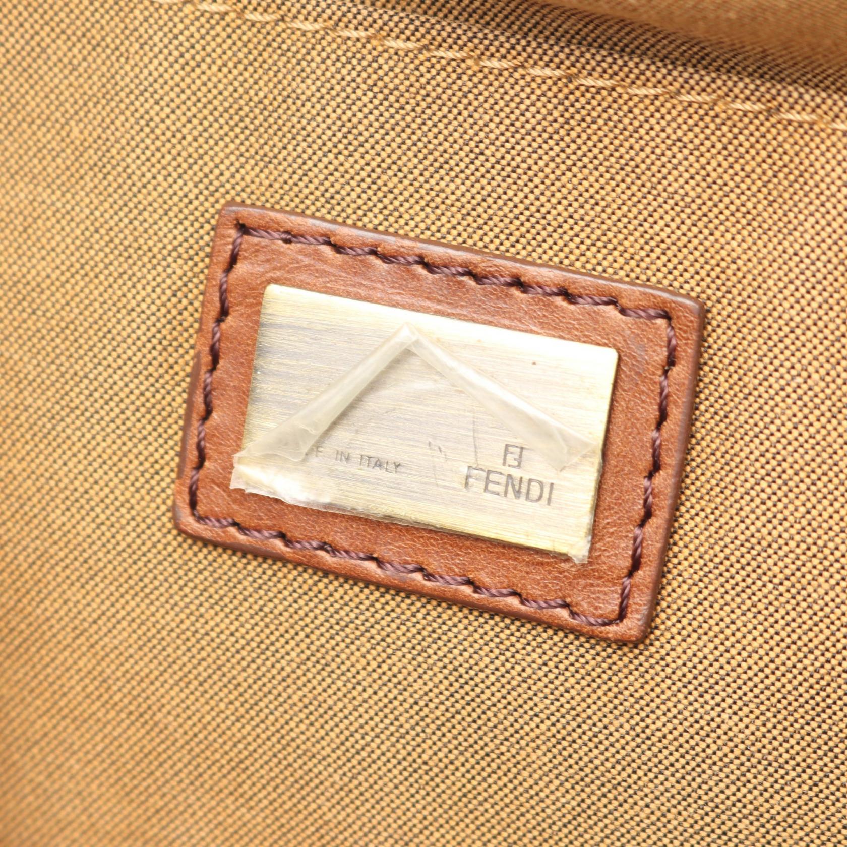 ズッカ ショルダーバッグ キャンバス レザー ブラウン ブラック フェンディ バッグ FENDI