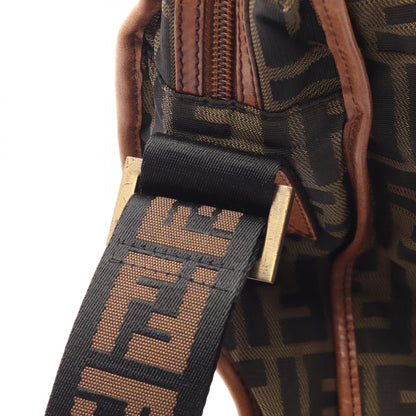 ズッカ ショルダーバッグ キャンバス レザー ブラウン ブラック フェンディ バッグ FENDI