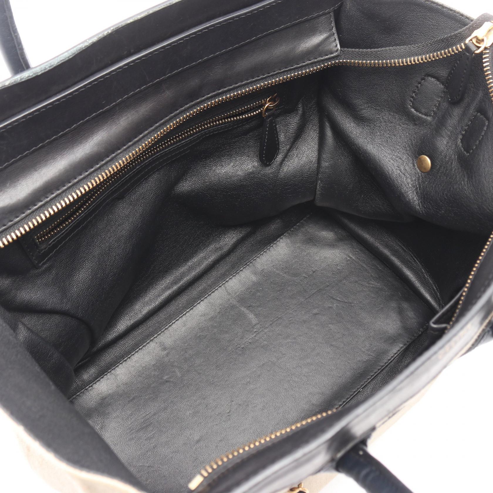 ラゲージ ミニ ショッパー ハンドバッグ キャンバス レザー ベージュ ブラック ネイビー セリーヌ バッグ CELINE