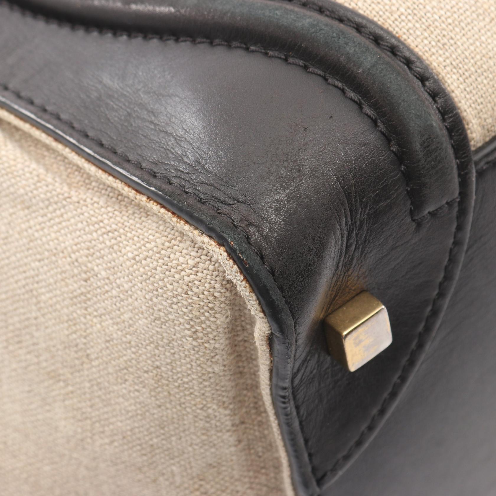 ラゲージ ミニ ショッパー ハンドバッグ キャンバス レザー ベージュ ブラック ネイビー セリーヌ バッグ CELINE