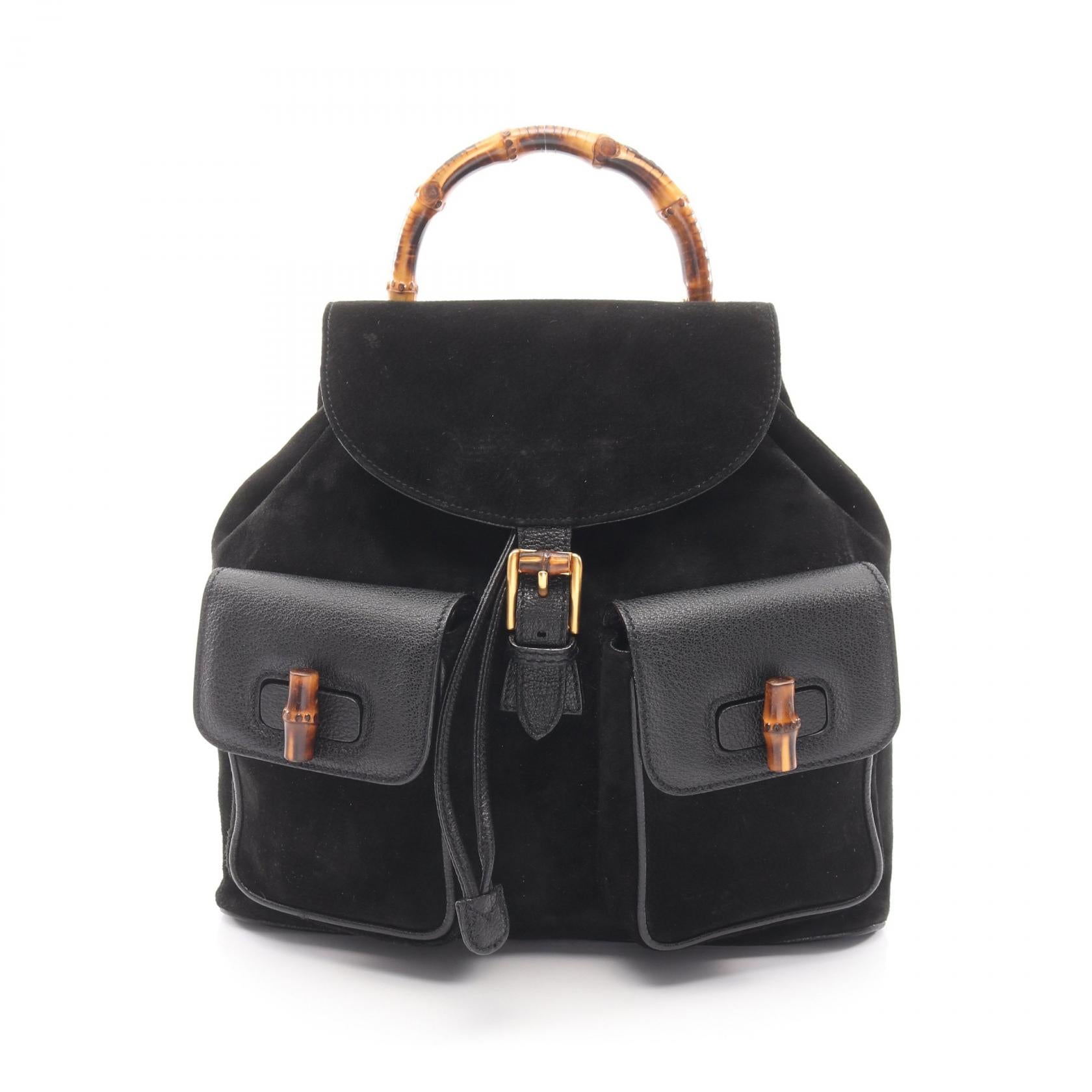 バンブー バックパック リュックサック スエード レザー ブラック グッチ バッグ GUCCI