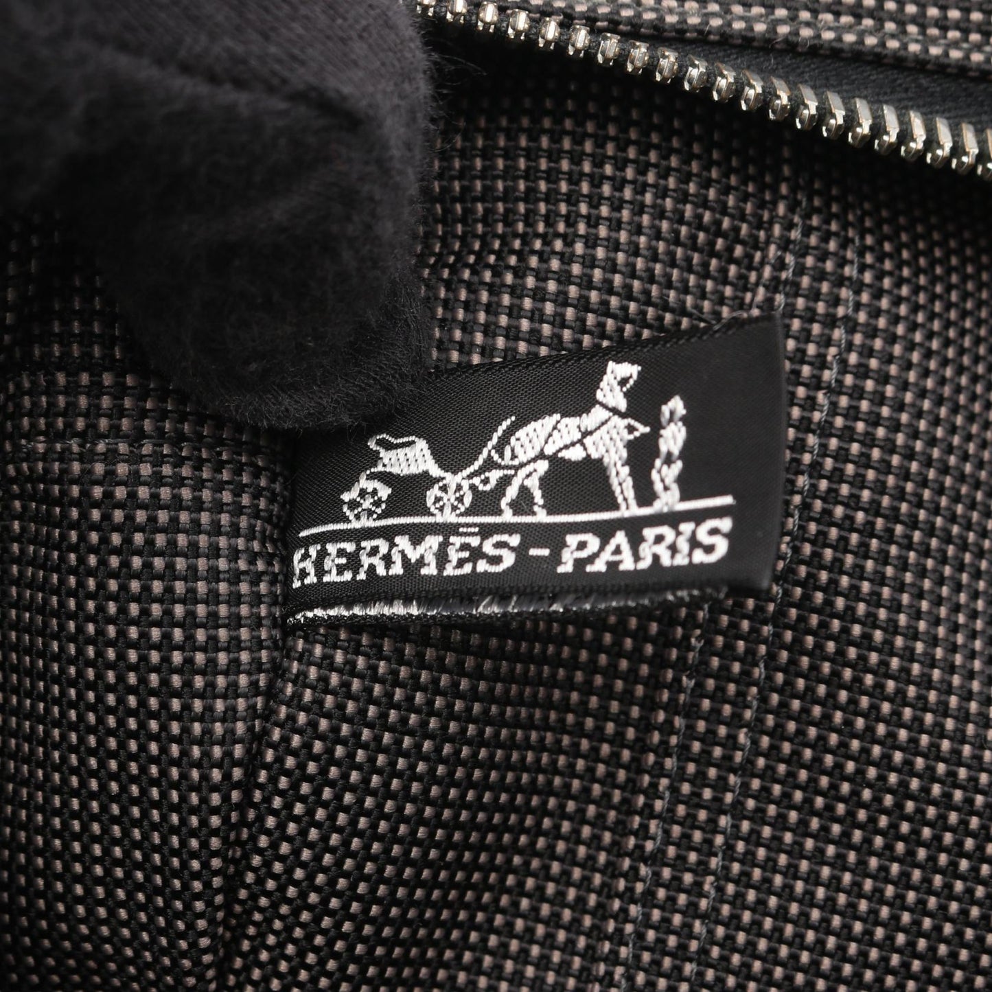 エールラインMM ハンドバッグ トートバッグ ナイロンキャンバス ダークグレー シルバー金具 エルメス バッグ HERMES